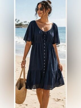JCrew navy beach cover-up NWT